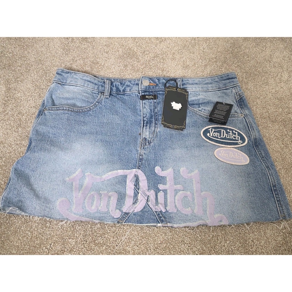 Von Dutch Mini Skirt Y2K Retro Festival Nostalgia Streetwear Women Size 11/30